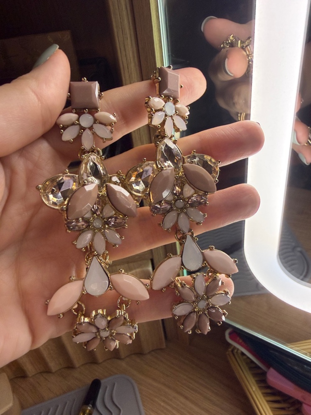 J. Crew Pink Floral Statement Drop Earrings